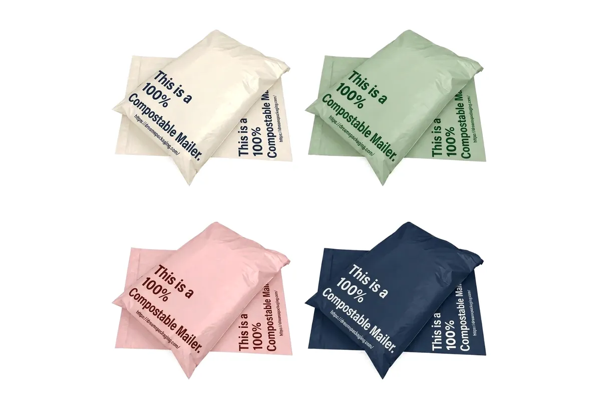 Compostable mailers printed with a brand message